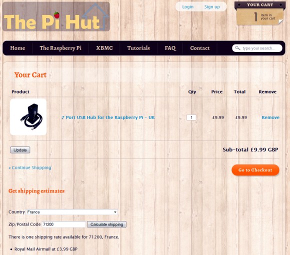 Prix du hub USB 7 ports PiHut - Cliquez pour agrandir