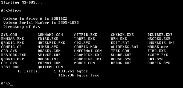 8086tiny - MS-DOS