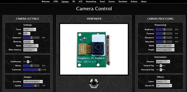 BerryIO - Réglages du module caméra du Raspberry Pi