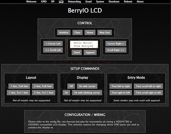 BerryIO - Interface de commande d'un écran d'affichage LCD