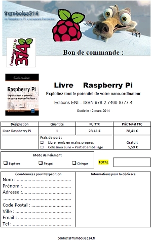 Téléchargez le bon de commande du livre Raspberry Pi : Exploitez tout le potentiel de votre nano-ordinateur