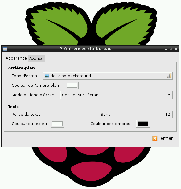 Activation des Préférences du Bureau dans Raspbian