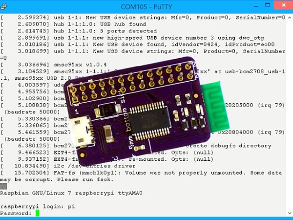 La carte PiConsole en place sur un Raspberry Pi