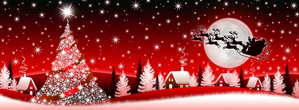 Red Christmas banner with Santa Claus