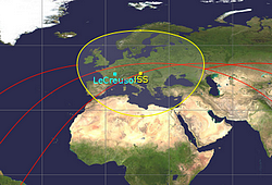 Image extraite de Gpredict : un passage de l'ISS visible de la France. La station est située à Le Creusot (71)