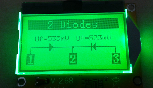 testeur_composants_-lcr-t3 photo de l'appareil montrant le résultat d'une double diode