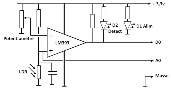 Shéma du module détecteur de lumière à LDR