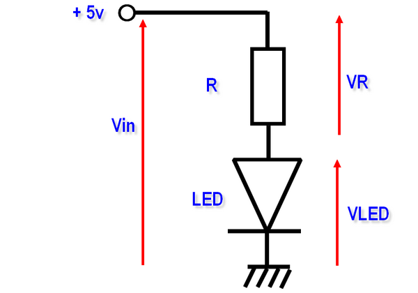 Diode LED avec résistance de limitation du courant