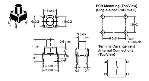 Bouton poussoir CMS 4 pins