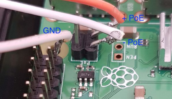 Connexion du module LM2596 sur le port PoE du Raspberry Pi