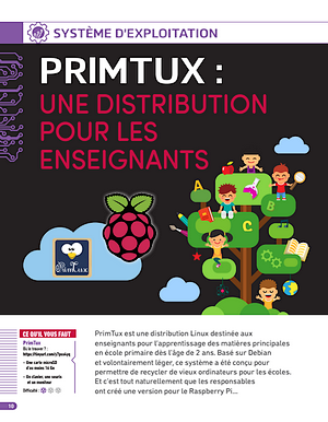 Article sur PrimTux, paru dans la revue "L'officiel PC Raspberry Pi" N° 6