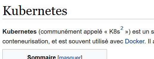 Page Kubernetes de Wikipedia