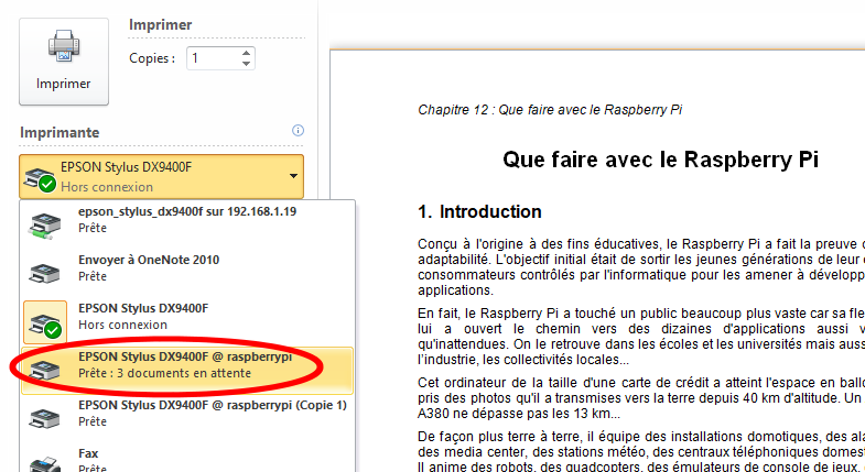 Transformer une imprimante USB en imprimante WiFi - Framboise 314