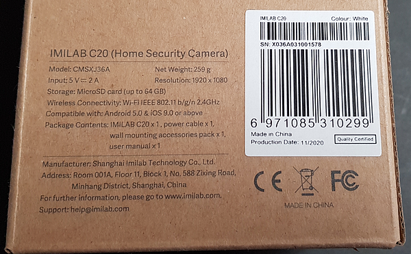 Caméra de surveillance C20 Imilab - Chaine Écologique Xiaomi - Framboise  314, le Raspberry Pi à la sauce française.