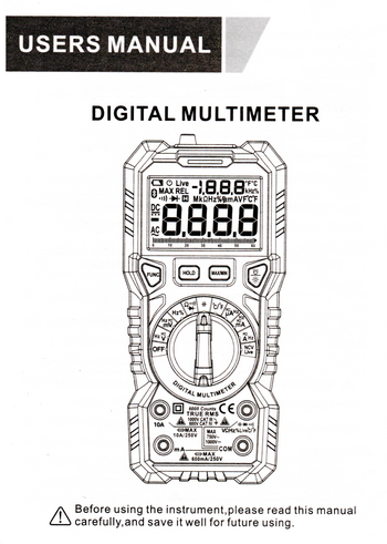 Notice du multimètre automatique HT118A KKMOON