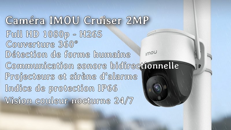 Imou 360° Caméra Surveillance WiFi Extérieure, PTZ Caméra IP