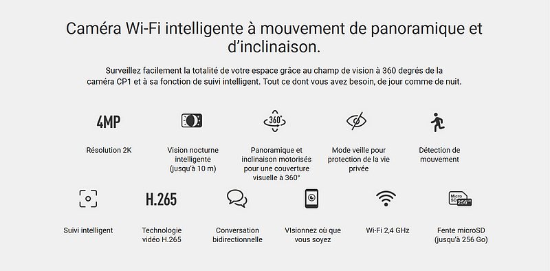 Caméra intérieure intelligente EZVIZ CP1 360° 2K H265 - Framboise 314, le  Raspberry Pi à la sauce française.