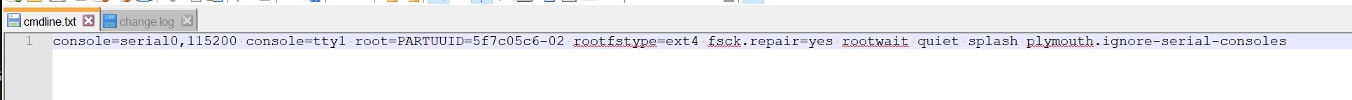 exemple de cmdline.txt sur Raspberry Pi