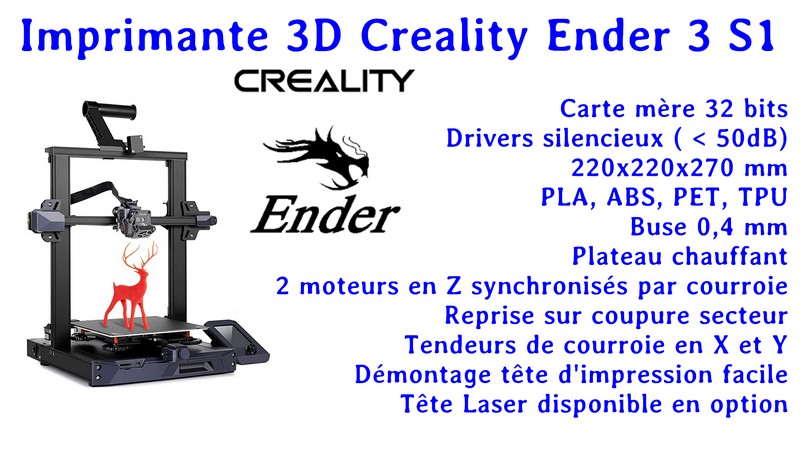 Imprimante 3D Creality Ender 3 S1 à nivellement automatique