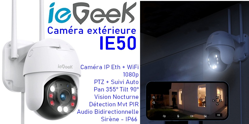 Caméra de surveillance PTZ extérieur Full HD WIFI accessible à distance  vision nocturne