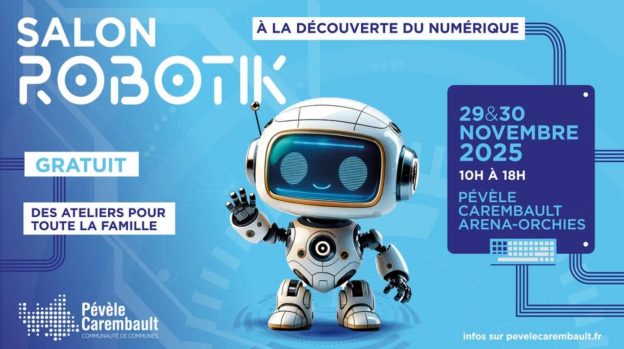 Affiche du Salon Robotik 2025 à Orchies – 29 et 30 novembre 2025, Pévèle Carembault Arena.