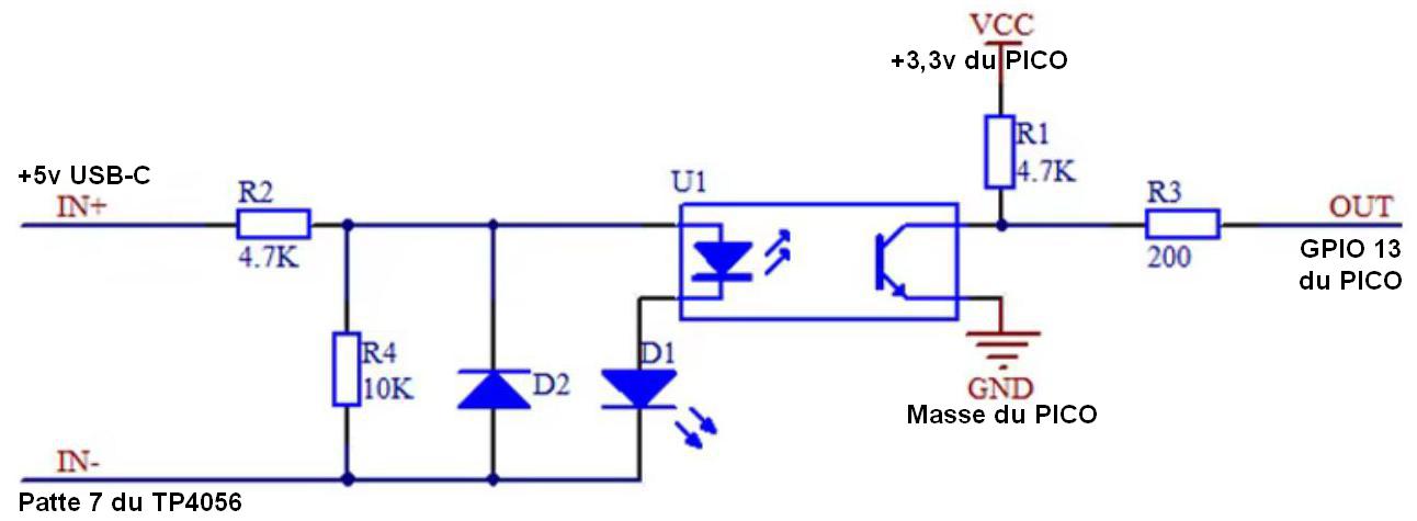 Module optocoupleur EL357N pour détection de charge TP4056