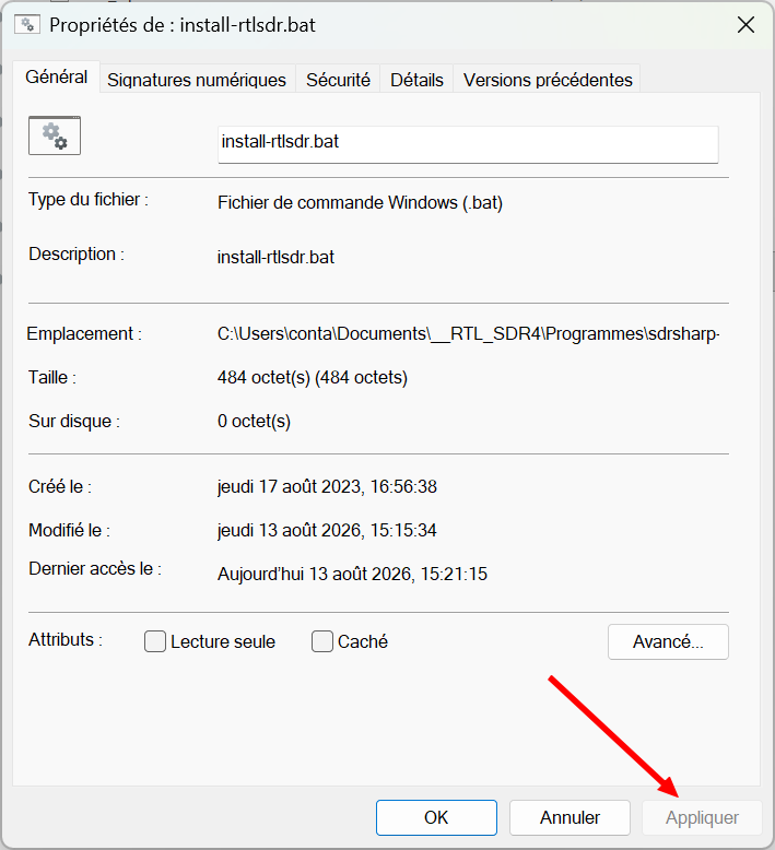 Appliquer la modification